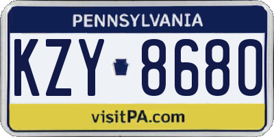 PA license plate KZY8680