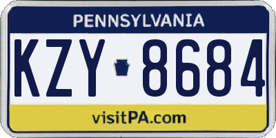 PA license plate KZY8684