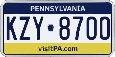 PA license plate KZY8700