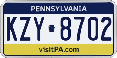 PA license plate KZY8702