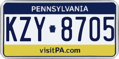 PA license plate KZY8705