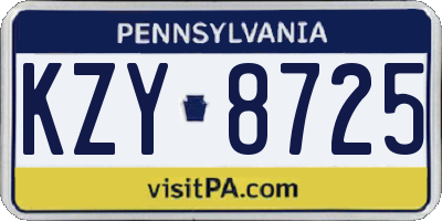 PA license plate KZY8725