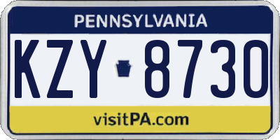 PA license plate KZY8730