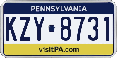 PA license plate KZY8731