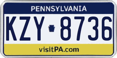 PA license plate KZY8736