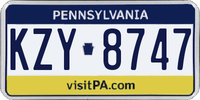 PA license plate KZY8747