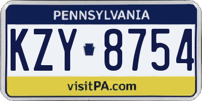 PA license plate KZY8754