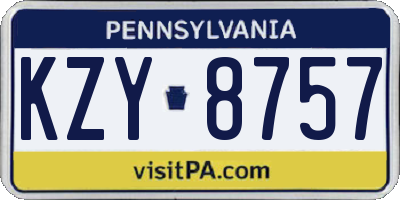 PA license plate KZY8757