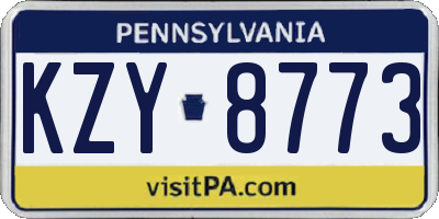 PA license plate KZY8773