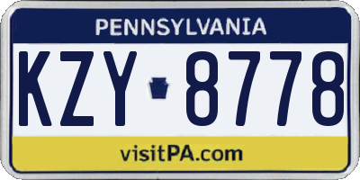 PA license plate KZY8778