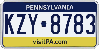 PA license plate KZY8783