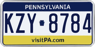 PA license plate KZY8784