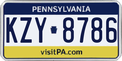 PA license plate KZY8786
