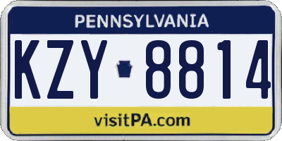 PA license plate KZY8814