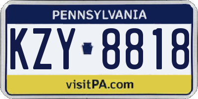 PA license plate KZY8818