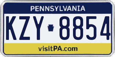 PA license plate KZY8854