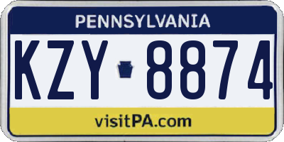 PA license plate KZY8874