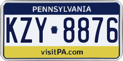 PA license plate KZY8876