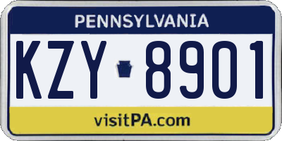 PA license plate KZY8901