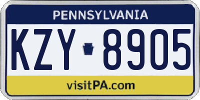 PA license plate KZY8905