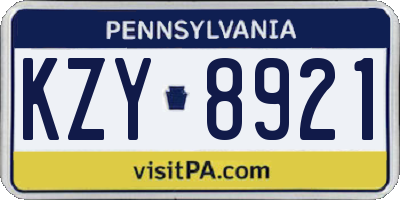 PA license plate KZY8921
