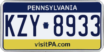 PA license plate KZY8933