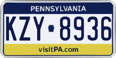 PA license plate KZY8936