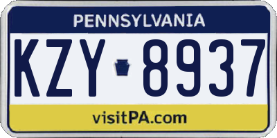 PA license plate KZY8937