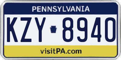 PA license plate KZY8940