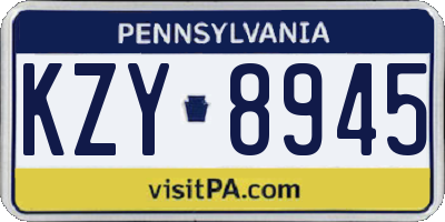 PA license plate KZY8945
