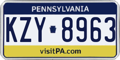 PA license plate KZY8963