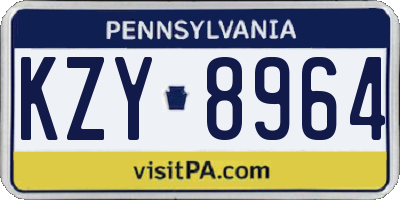 PA license plate KZY8964