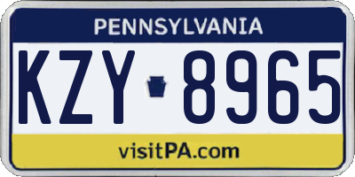 PA license plate KZY8965