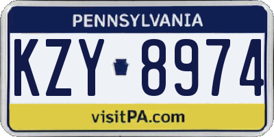 PA license plate KZY8974