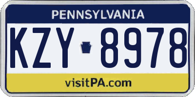 PA license plate KZY8978