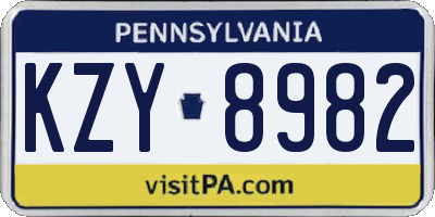 PA license plate KZY8982