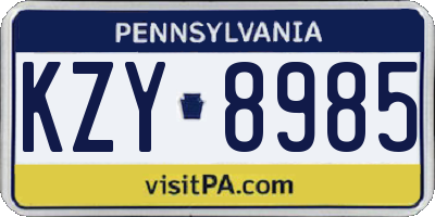 PA license plate KZY8985