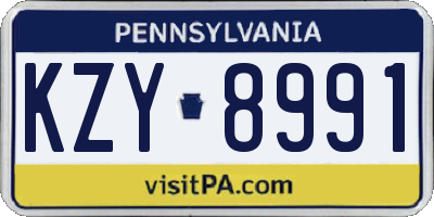 PA license plate KZY8991