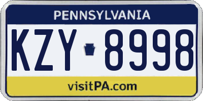 PA license plate KZY8998