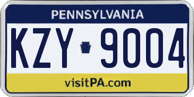 PA license plate KZY9004