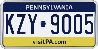 PA license plate KZY9005