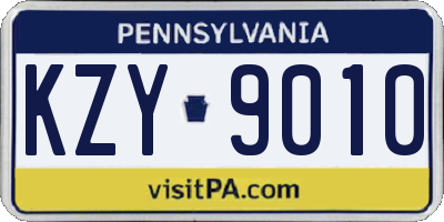PA license plate KZY9010