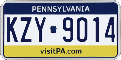 PA license plate KZY9014