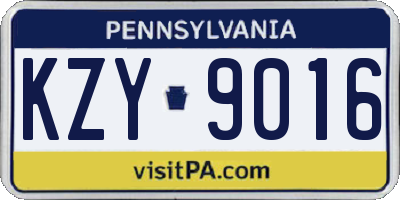PA license plate KZY9016