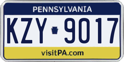 PA license plate KZY9017