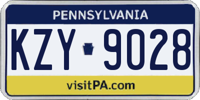 PA license plate KZY9028