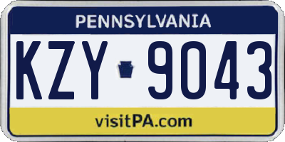 PA license plate KZY9043