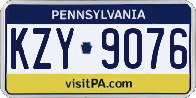 PA license plate KZY9076