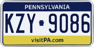 PA license plate KZY9086