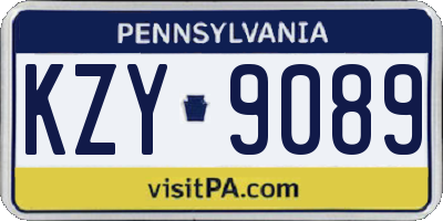 PA license plate KZY9089